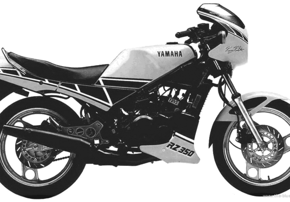 Мотоцикл Yamaha RZ350 (1984) - чертежи, габариты, рисунки