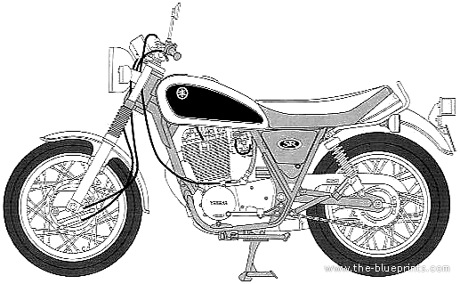 Мотоцикл Yamaha SR400 (1996) - чертежи, габариты, рисунки