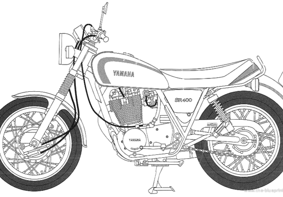 Мотоцикл Yamaha SR400 (1998) - чертежи, габариты, рисунки