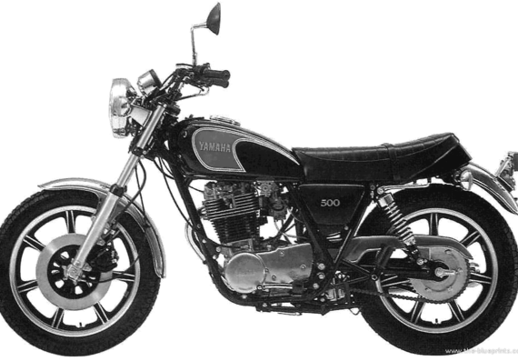 Мотоцикл Yamaha SR500 (1978) - чертежи, габариты, рисунки