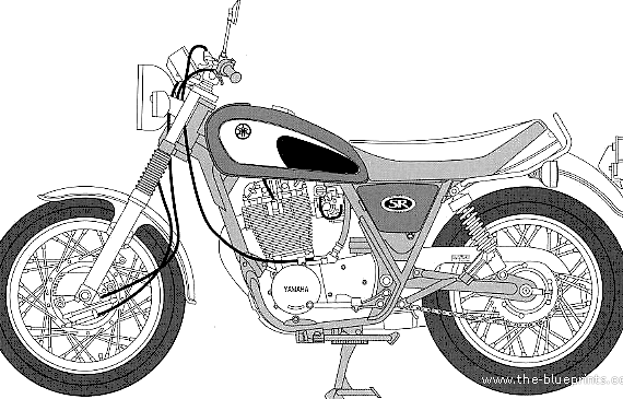 Мотоцикл Yamaha SR500 (1996) - чертежи, габариты, рисунки