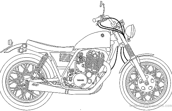 Мотоцикл Yamaha SR Scrambler - чертежи, габариты, рисунки