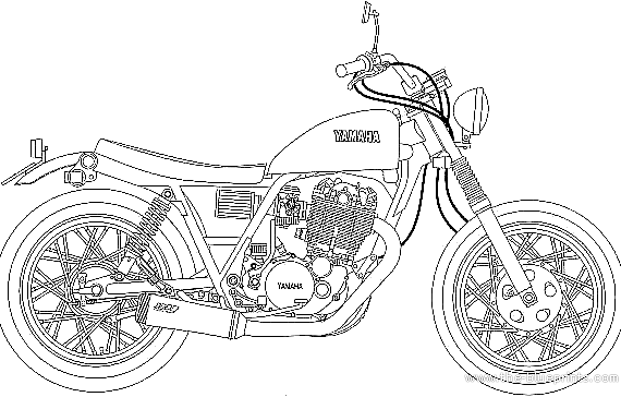 Мотоцикл Yamaha SR Tracker (1996) - чертежи, габариты, рисунки
