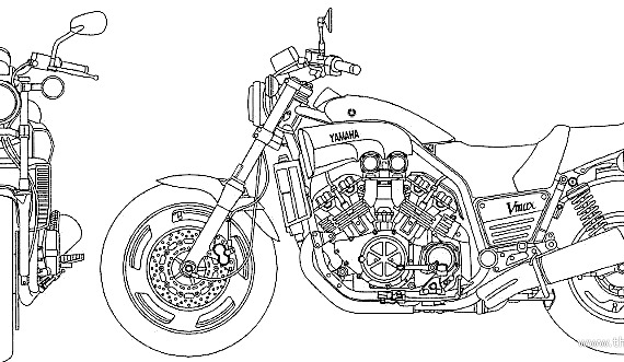 Мотоцикл Yamaha V-Max - чертежи, габариты, рисунки