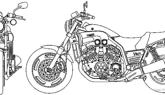 Мотоцикл Yamaha V-Max (2001) - чертежи, габариты, рисунки