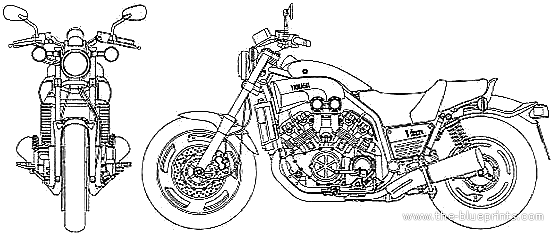 Yamaha Vmax 1200 motorcycle - drawings, dimensions, pictures