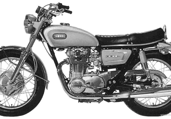 Yamaha XS1 motorcycle (1970) - drawings, dimensions, pictures