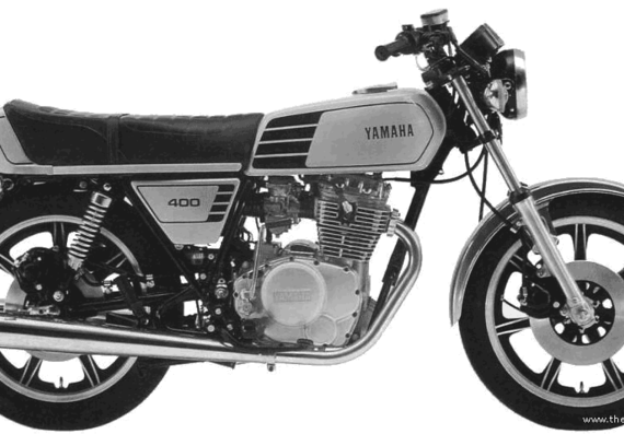 Yamaha XS400 motorcycle (1977) - drawings, dimensions, pictures