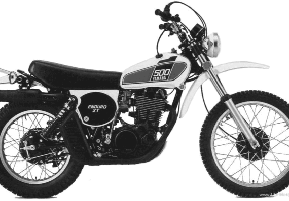 Мотоцикл Yamaha XT500 (1976) - чертежи, габариты, рисунки