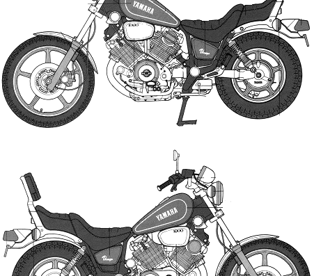 Мотоцикл Yamaha XV1000 Virago - чертежи, габариты, рисунки