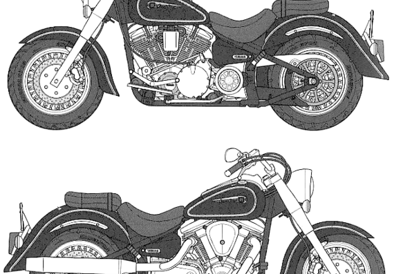 Мотоцикл Yamaha XV 1600 Road Star (1999) - чертежи, габариты, рисунки