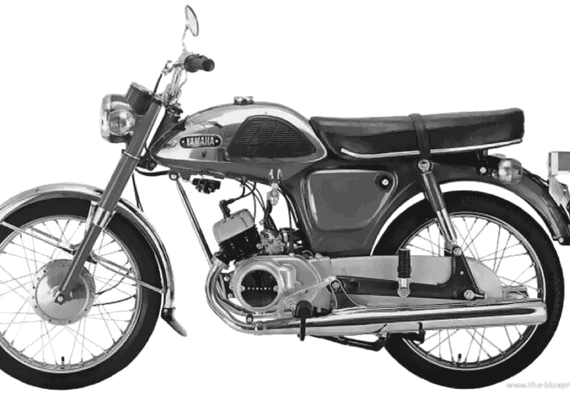 Мотоцикл Yamaha YL1 (1968) - чертежи, габариты, рисунки