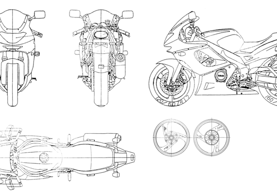 Yamaha YXF600R Thundercat motorcycle (1996) - drawings, dimensions, pictures