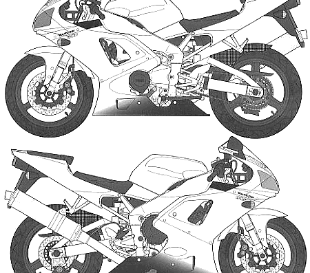 Мотоцикл Yamaha YZF-R1 Taira Racing - чертежи, габариты, рисунки
