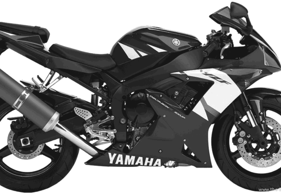 Мотоцикл Yamaha YZF R1 (2002) - чертежи, габариты, рисунки