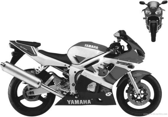 Мотоцикл Yamaha YZF R6 (1999) - чертежи, габариты, рисунки