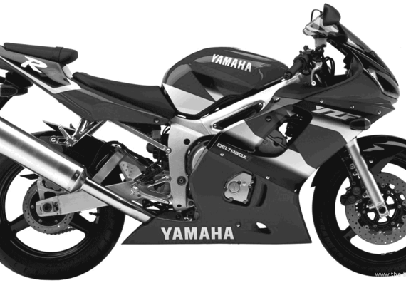Мотоцикл Yamaha YZF R6 (2001) - чертежи, габариты, рисунки