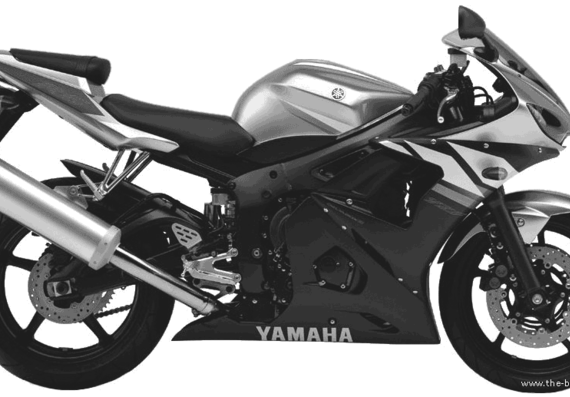 Мотоцикл Yamaha YZF R6 (2003) - чертежи, габариты, рисунки