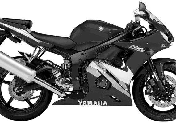 Мотоцикл Yamaha YZF R6 (2005) - чертежи, габариты, рисунки