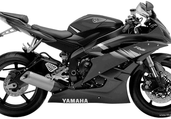 Мотоцикл Yamaha YZF R6 (2006) - чертежи, габариты, рисунки