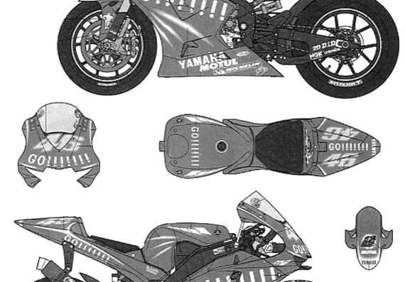 Yamaha YZR-M1 motorcycle (2004) - drawings, dimensions, figures