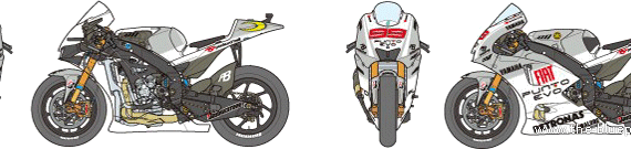 Мотоцикл Yamaha YZR-M1 (2009) - чертежи, габариты, рисунки