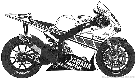Yamaha YZR-M1 50th Anniversary Valencia motorcycle - drawings, dimensions, pictures