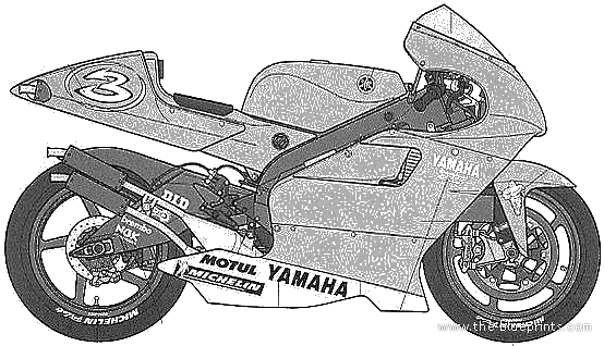 Мотоцикл Yamaha YZR500 (2001) - чертежи, габариты, рисунки