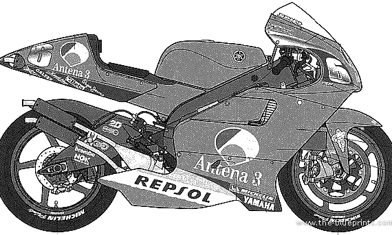 Мотоцикл Yamaha YZR500 (2002) - чертежи, габариты, рисунки