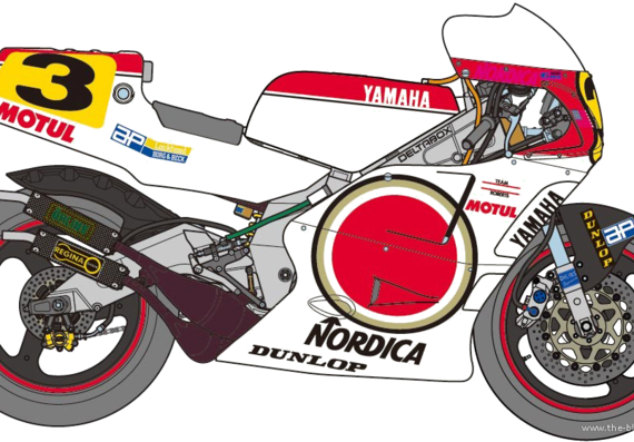 Мотоцикл Yamaha YZR500 Lucky Strike (1989) - чертежи, габариты, рисунки