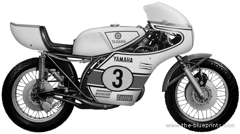 Мотоцикл Yamaha YZR 500 (1974) - чертежи, габариты, рисунки
