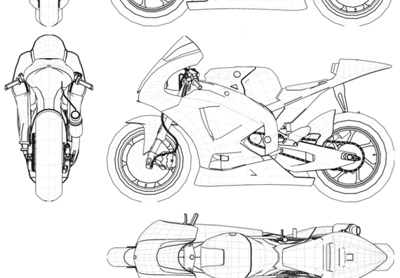 Мотоцикл Yamaha YZR M1 MotoGP (2009) - чертежи, габариты, рисунки