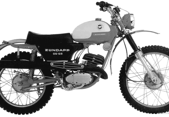 Мотоцикл Zundapp GS125 (1974) - чертежи, габариты, рисунки
