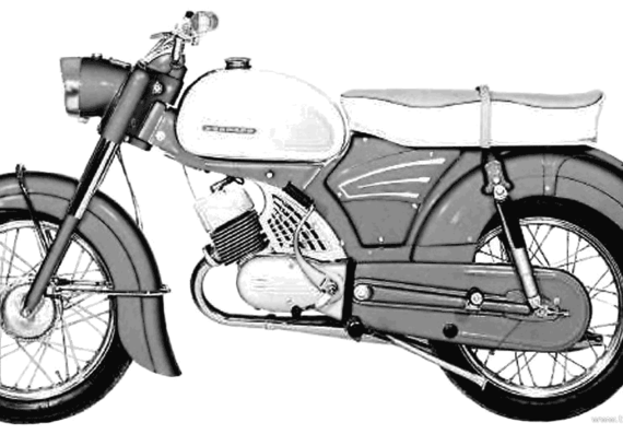 Мотоцикл Zundapp KS100 (1965) - чертежи, габариты, рисунки