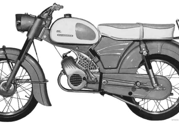 Мотоцикл Zundapp KS50 SL (1965) - чертежи, габариты, рисунки