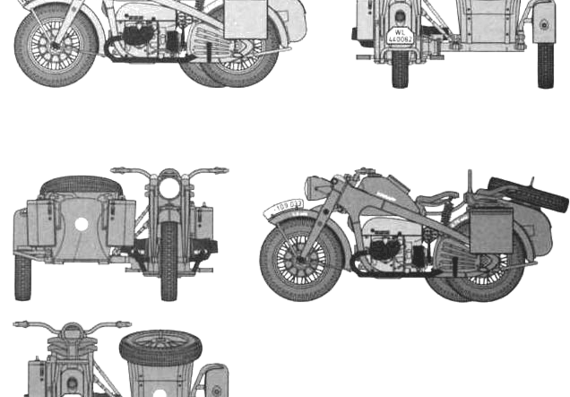 Мотоцикл Zundapp KS 750 - чертежи, габариты, рисунки