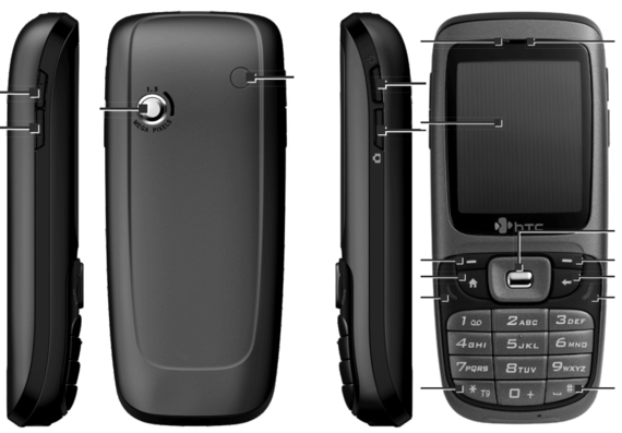 Телефон HTC S310 - чертежи, габариты, рисунки