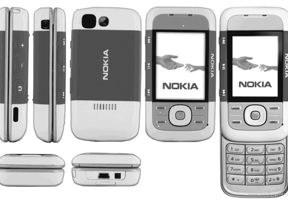 Nokia 5300 phone - drawings, dimensions, figures