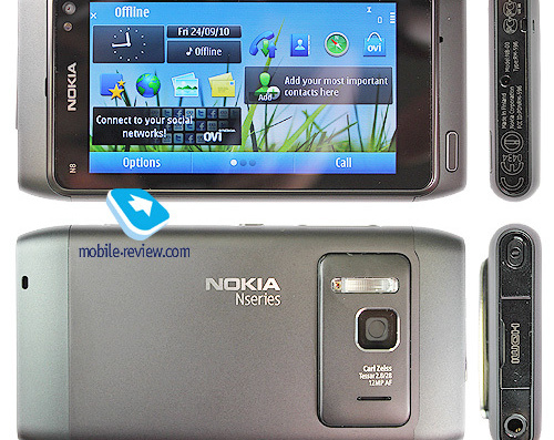 Nokia N8 phone - drawings, dimensions, figures