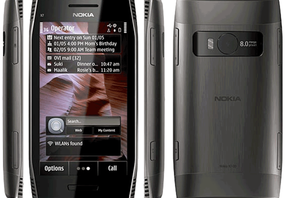 Nokia X7 phone - drawings, dimensions, figures