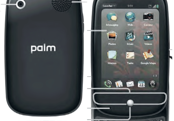 Palm Pre phone - drawings, dimensions, pictures