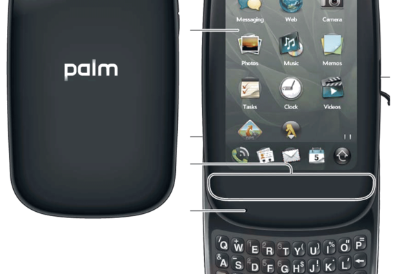 Телефон Palm Pre Plus - чертежи, габариты, рисунки