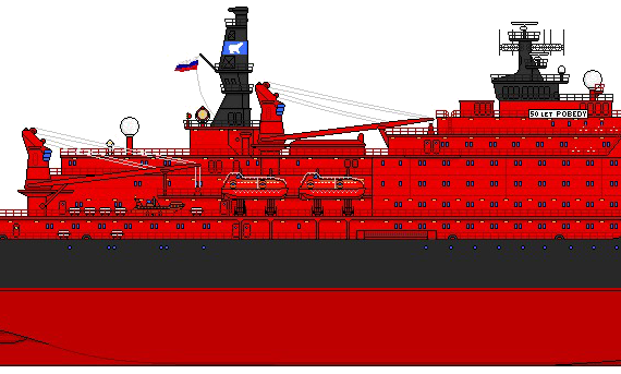 Ship 50 Let Pobedy (Nuclear Icebreaker) - drawings, dimensions, pictures