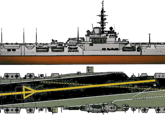 Авианосец ARA Independencia V-1 1963 (Aircraft Carrier ex HMCS Warrior) - чертежи, габариты, рисунки