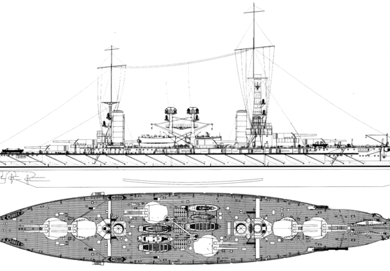 Боевой корабль ARA Moreno 1915 (Battleship) - чертежи, габариты, рисунки