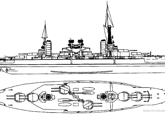 Корабль ARA Moreno (Battleship) - Argentina (1915) - чертежи, габариты, рисунки