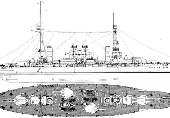 Боевой корабль ARA Rivadavia 1935 (Battleship) - чертежи, габариты, рисунки