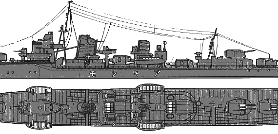 Akishimo destroyer - drawings, dimensions, pictures