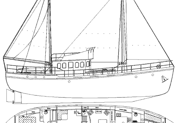 Яхта Asboat Yacht Building LTD Ellemaid 71 - чертежи, габариты, рисунки