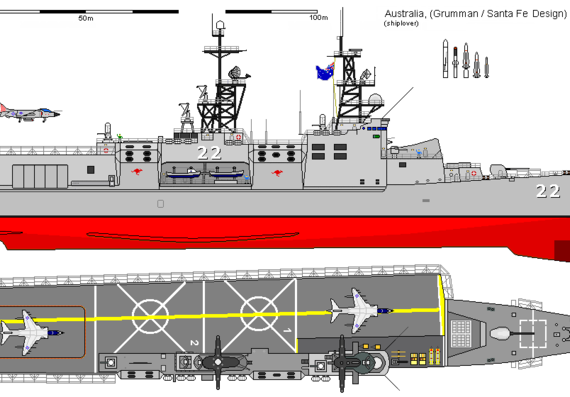 Корабль Aus CV3 Spruance Melbourne AU - чертежи, габариты, рисунки